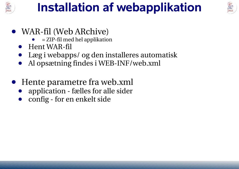 automatisk Al opsætning findes i WEB INF/web.