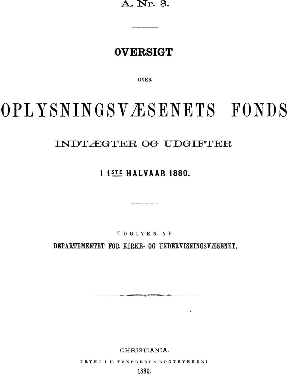 UDGIFTER I 1 STE HALVAAR 1880.