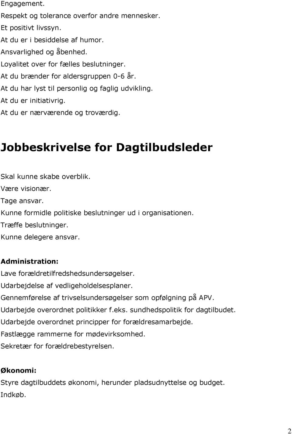 Jobbeskrivelser til ansatte i Stavtrup Dagtilbud - PDF Gratis download