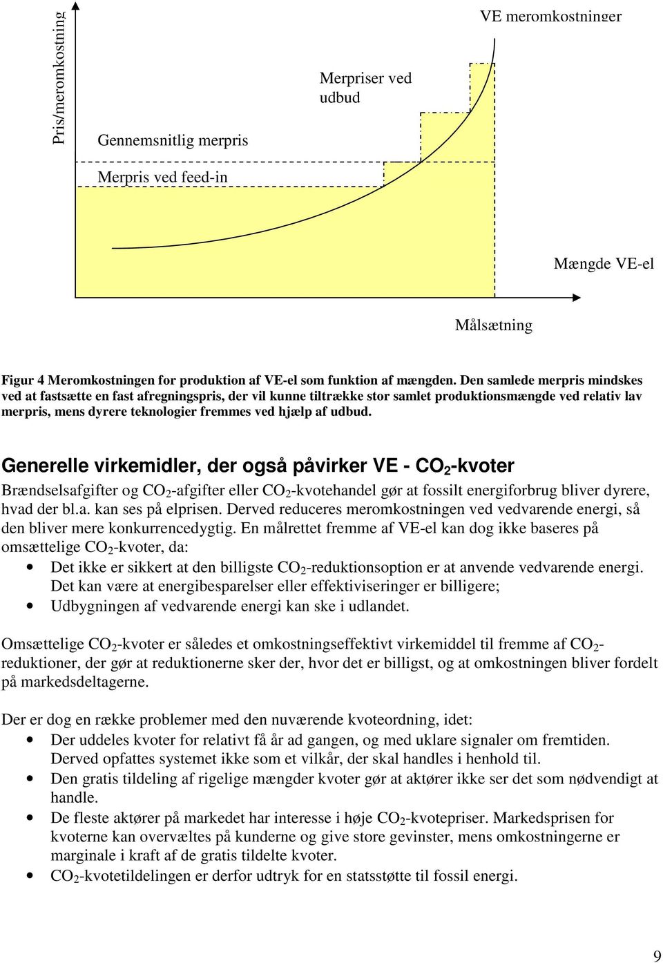 Generelle virkemidler, der også påvirker VE - CO 2 -kvoter Brændselsafgifter og CO 2 -afgifter eller CO 2 -kvotehandel gør at fossilt energiforbrug bliver dyrere, hvad der bl.a. kan ses på elprisen.