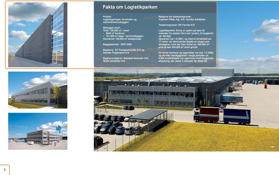 Rådg. Ing. A/S, Fjorden Arkitekter Totalentreprenør: DS Flexhal A/S Logistikparken Århus er opført på bare 20 måneder fra spaden blev sat i jorden, til byggeriet var færdigt.