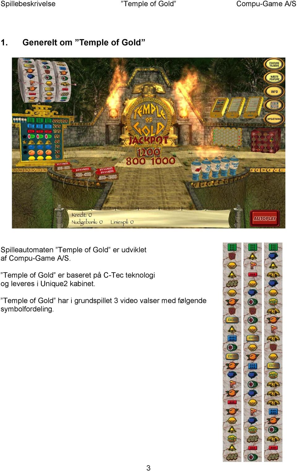 Temple of Gold er baseret på C-Tec teknologi og leveres i