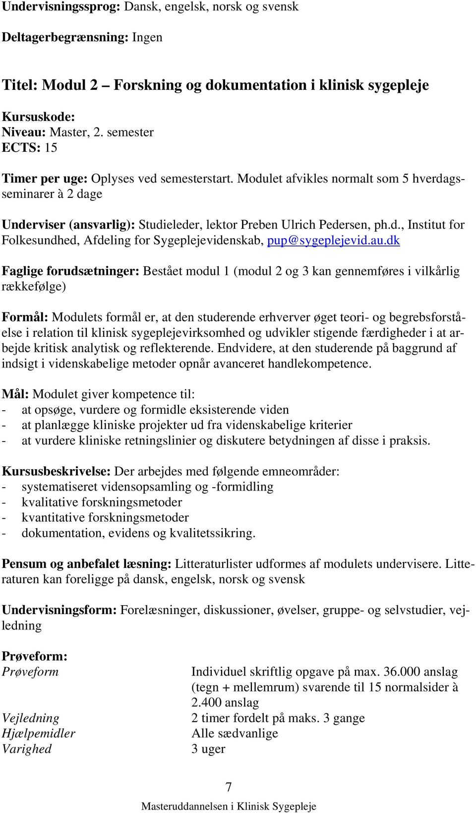 Studieordning. for. Masteruddannelsen i Klinisk Sygepleje - PDF Free  Download