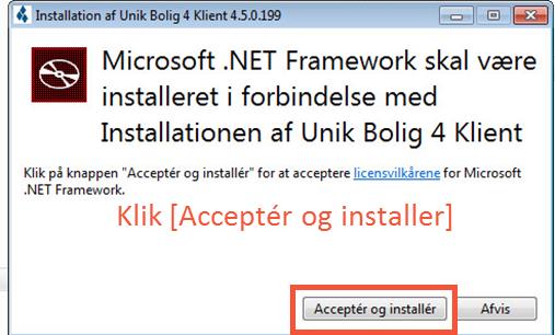 Installationguide til installation af Microsoft.NET Framework Installationen af.