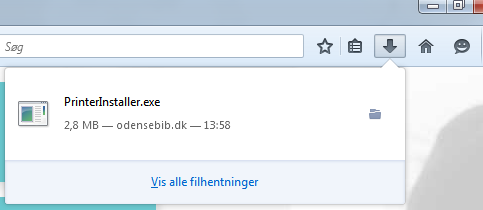5c. Jeg bruger Firefox Bruger du Firefox, skal du klikke på knappen Gem fil i vinduet, der kommer frem i din browser Herefter skal du åbne download-mappen.
