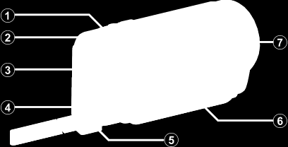 Navne på dele Forside Bagside 1 DC-stik 0 Forbinder til en lysnedadapter for at oplade batteriet. 1 SNAPSHOT (Stillbillede optagelse)-knap 0 Tager et stillbillede.