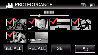 Redigering Beskytte/udløse beskyttelse af valgte filer Beskytter og fjerner beskyttelse på valgte filer. 1 Åbn LCD-skærmen.