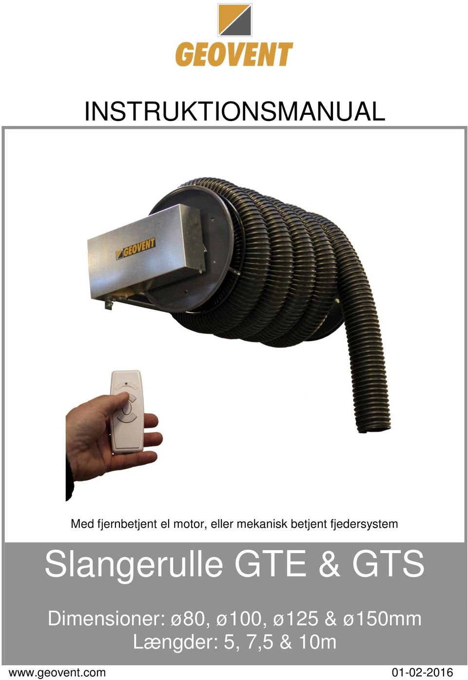 GTE & GTS Dimensioner: ø80, ø100, ø125 & ø150mm