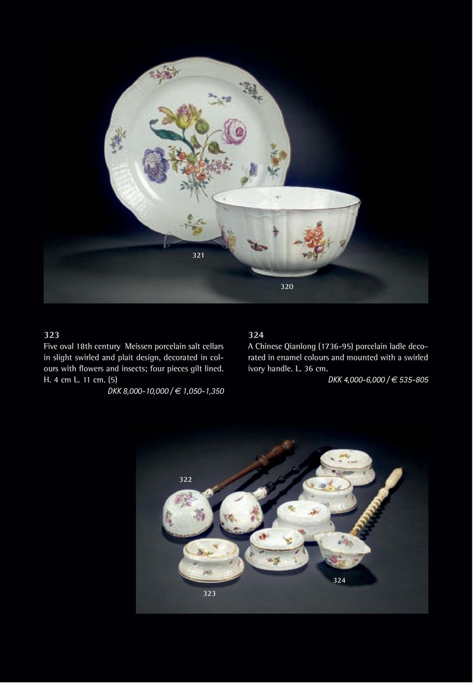 (5) DKK 8,000-10,000 / 1,050-1,350 324 A Chinese Qianlong (1736-95) porcelain ladle decorated in enamel