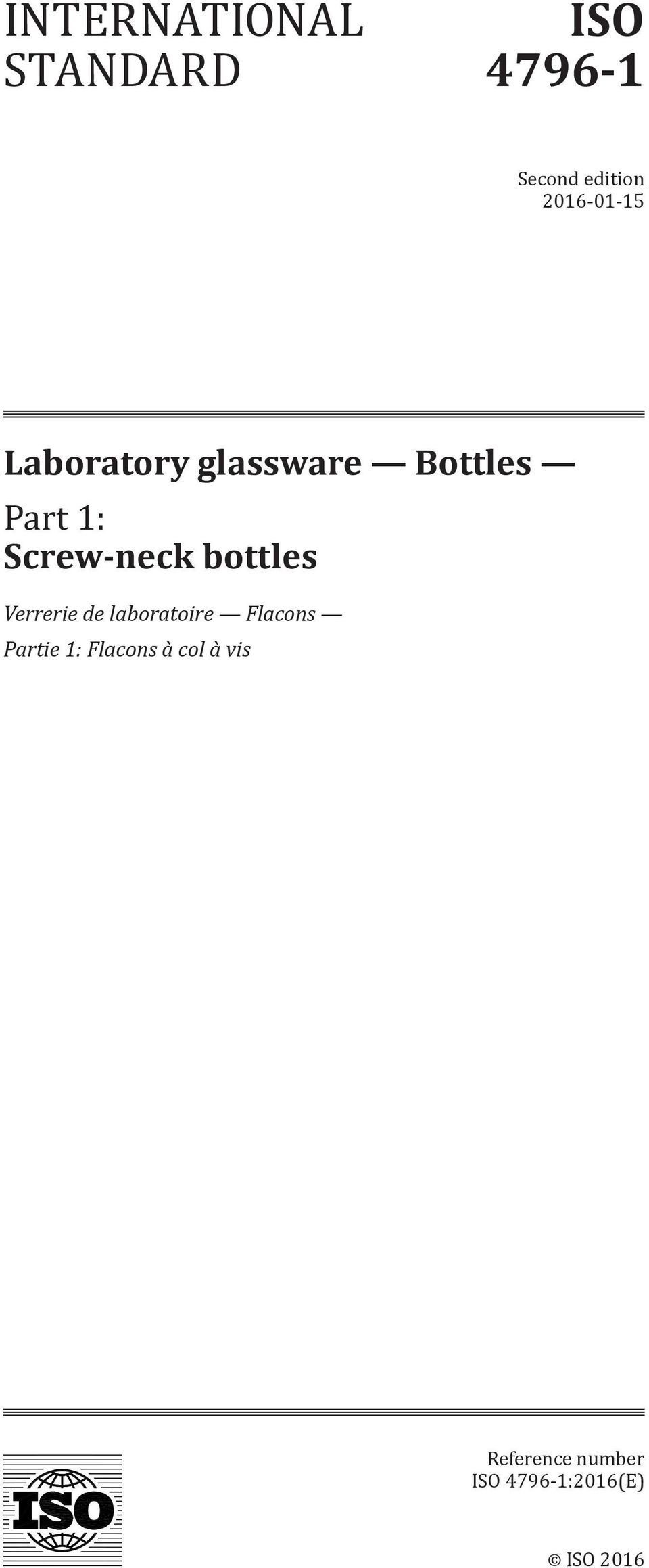 Screw-neck bottles Verrerie de laboratoire Flacons