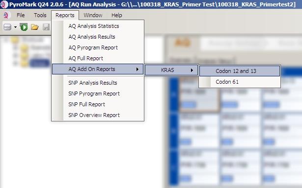 Reports (Rapporter) for at oprette en rapport. Figur 5. Skærmen AQ Run Analysis (AQ-kørselsanalyse).