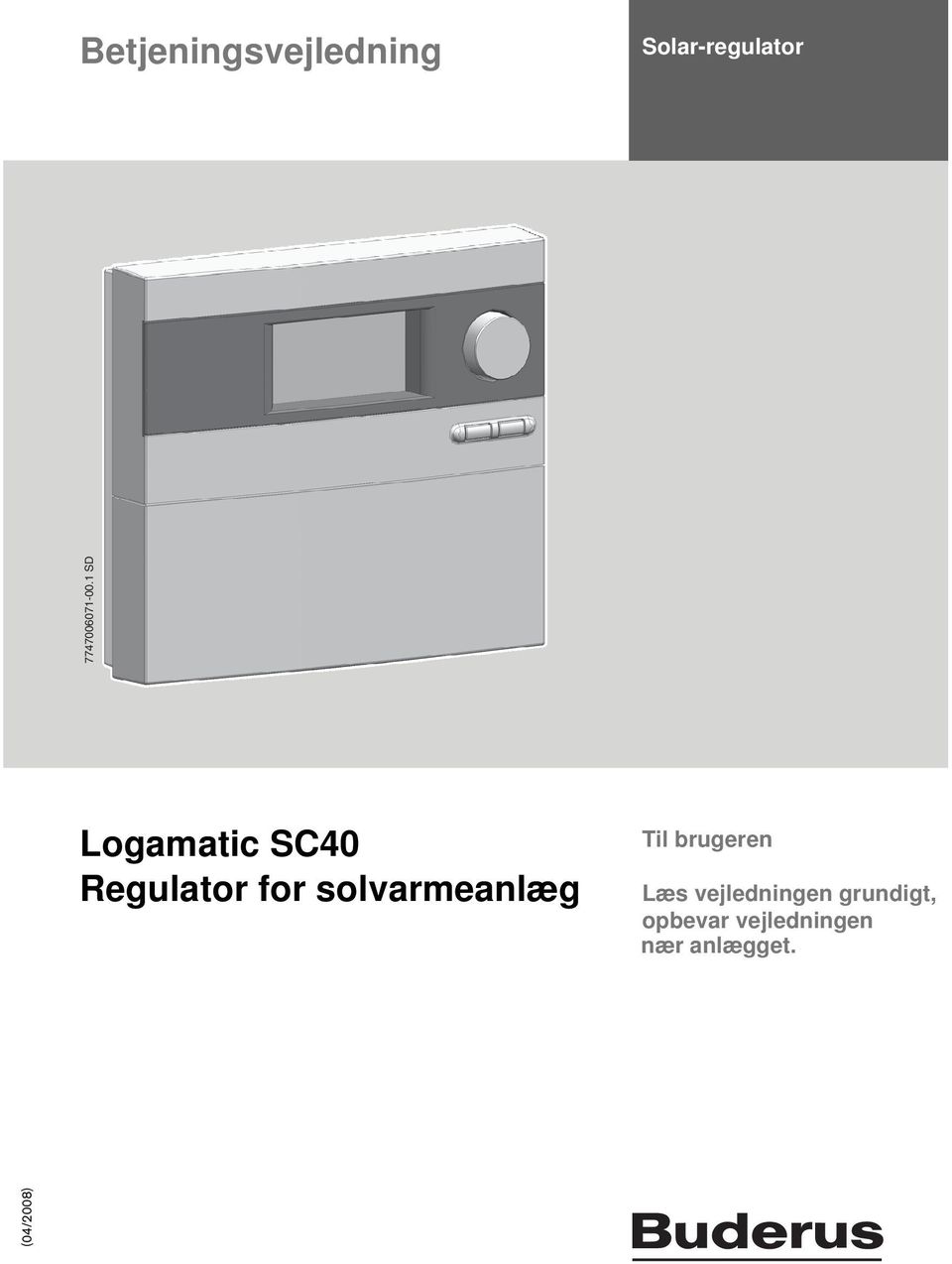 1 SD Logamatic SC40 Regulator for
