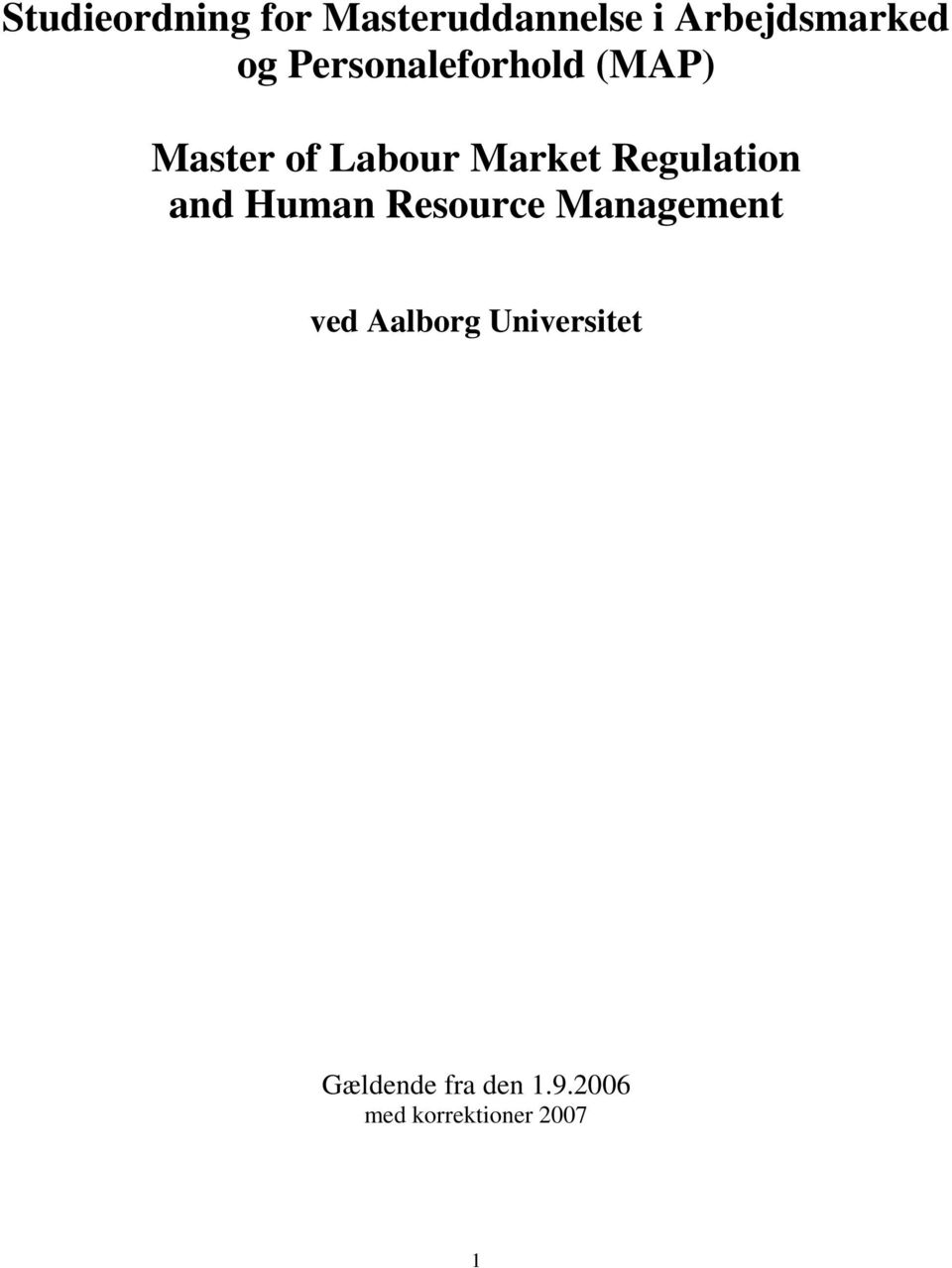 Regulation and Human Resource Management ved Aalborg