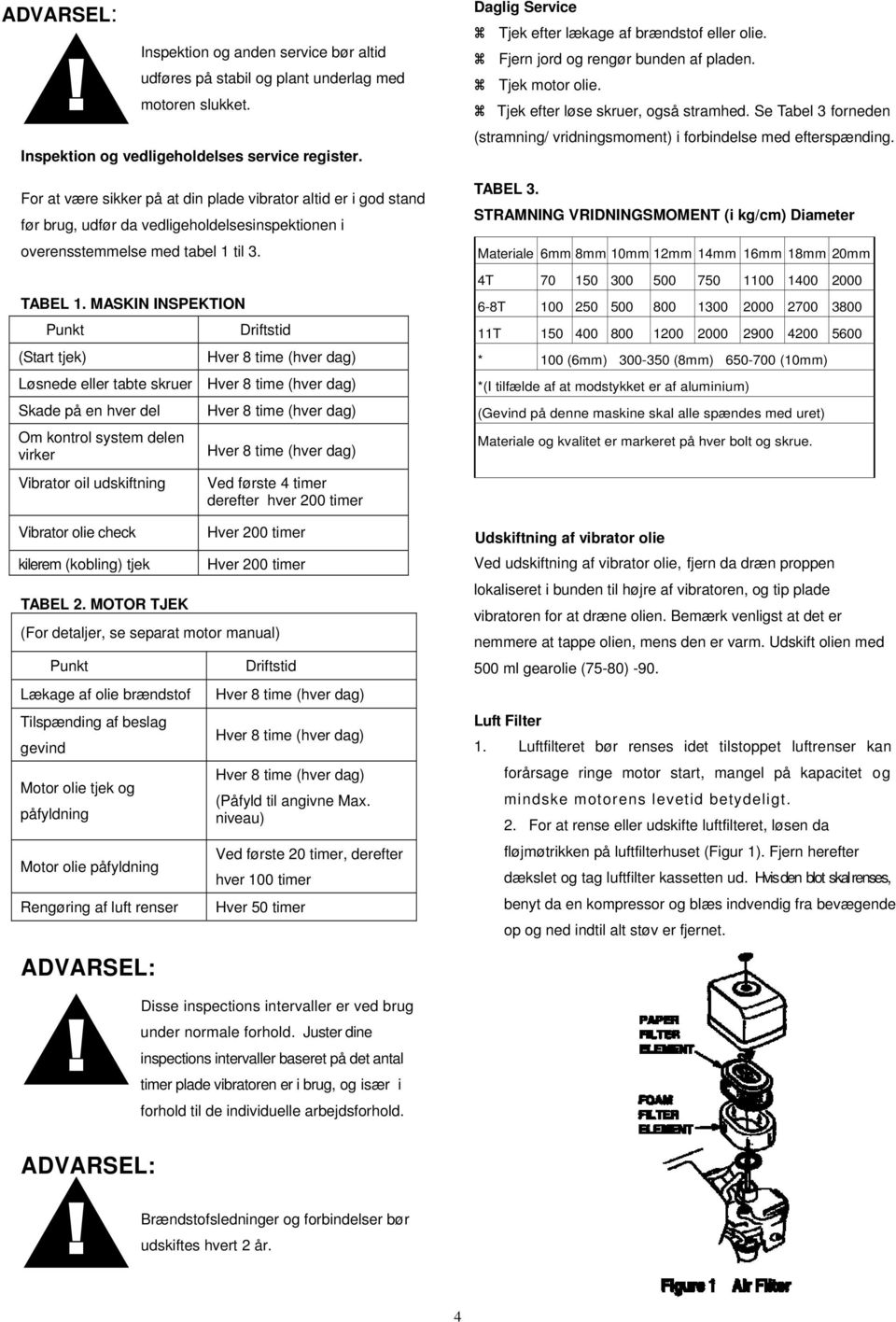 BRUGERMANUAL REVERSIBEL PLADE VIBRATOR MS400 - PDF Gratis download