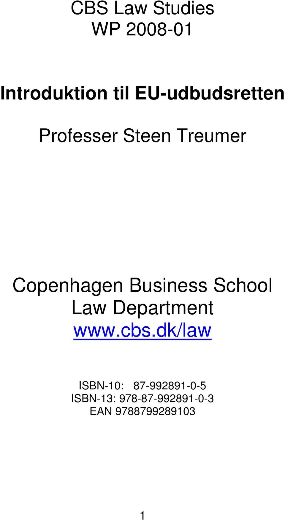 Business School Law Department www.cbs.