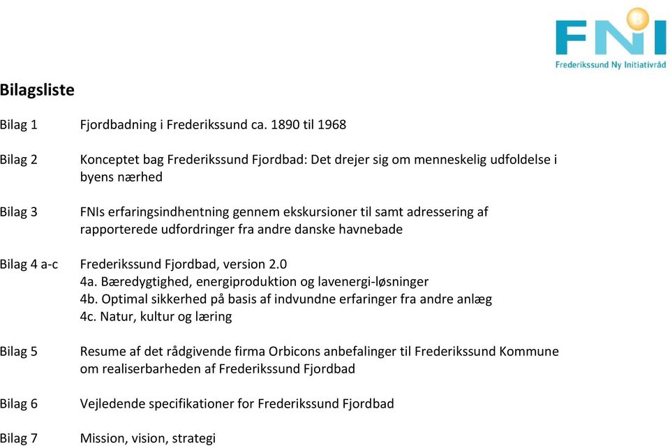 adressering af rapporterede udfordringer fra andre danske havnebade Bilag 4 a-c Frederikssund Fjordbad, version 2.0 4a. Bæredygtighed, energiproduktion og lavenergi-løsninger 4b.