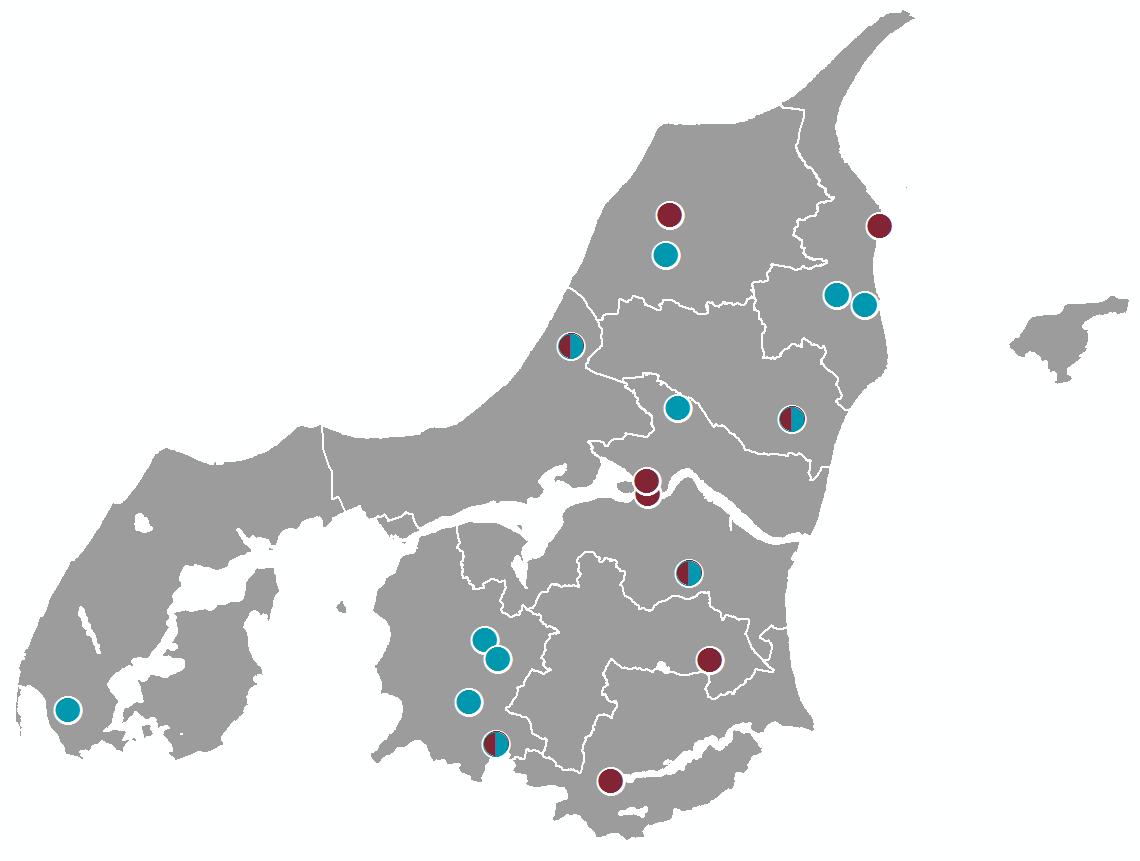 18 Indsatsplan 2016 Figur 9. Beliggenheden af de lokaliteter, hvor regionen udfører udvidede undersøgelser i 2016.