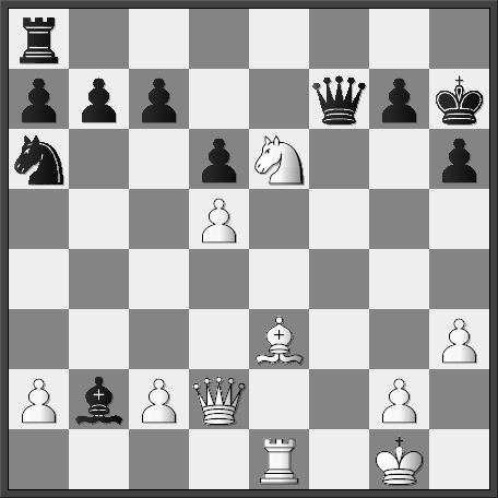 Nyt fra Sønderjysk Skak Nummer 48 Side 16 udgå af turneringen pga. sygdom, han havde ellers startet med 1½ af 2. 22.c3 a3 23. f1 e7 24.