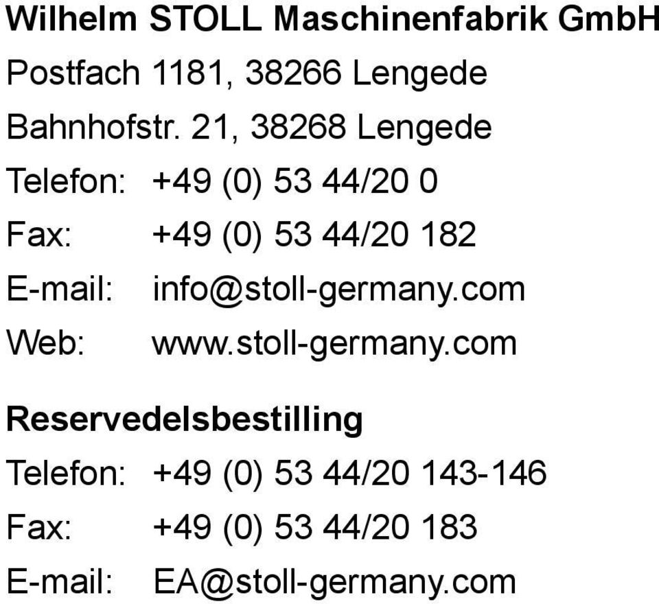 E-mail: info@stoll-germany.