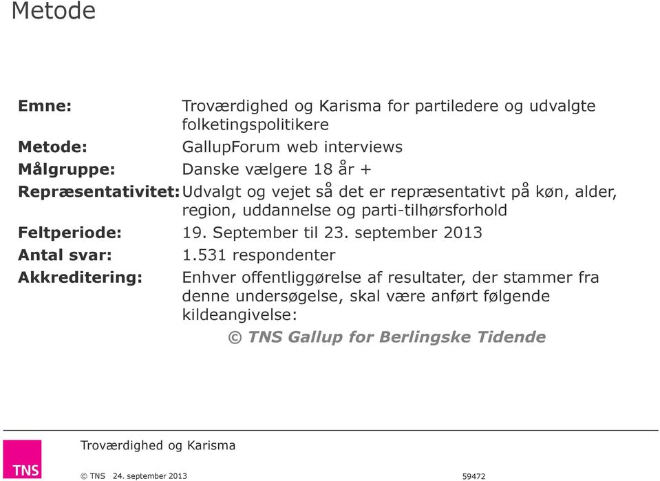 parti-tilhørsforhold Feltperiode: 19. September til 23. september 2013 Antal svar: Akkreditering: 1.