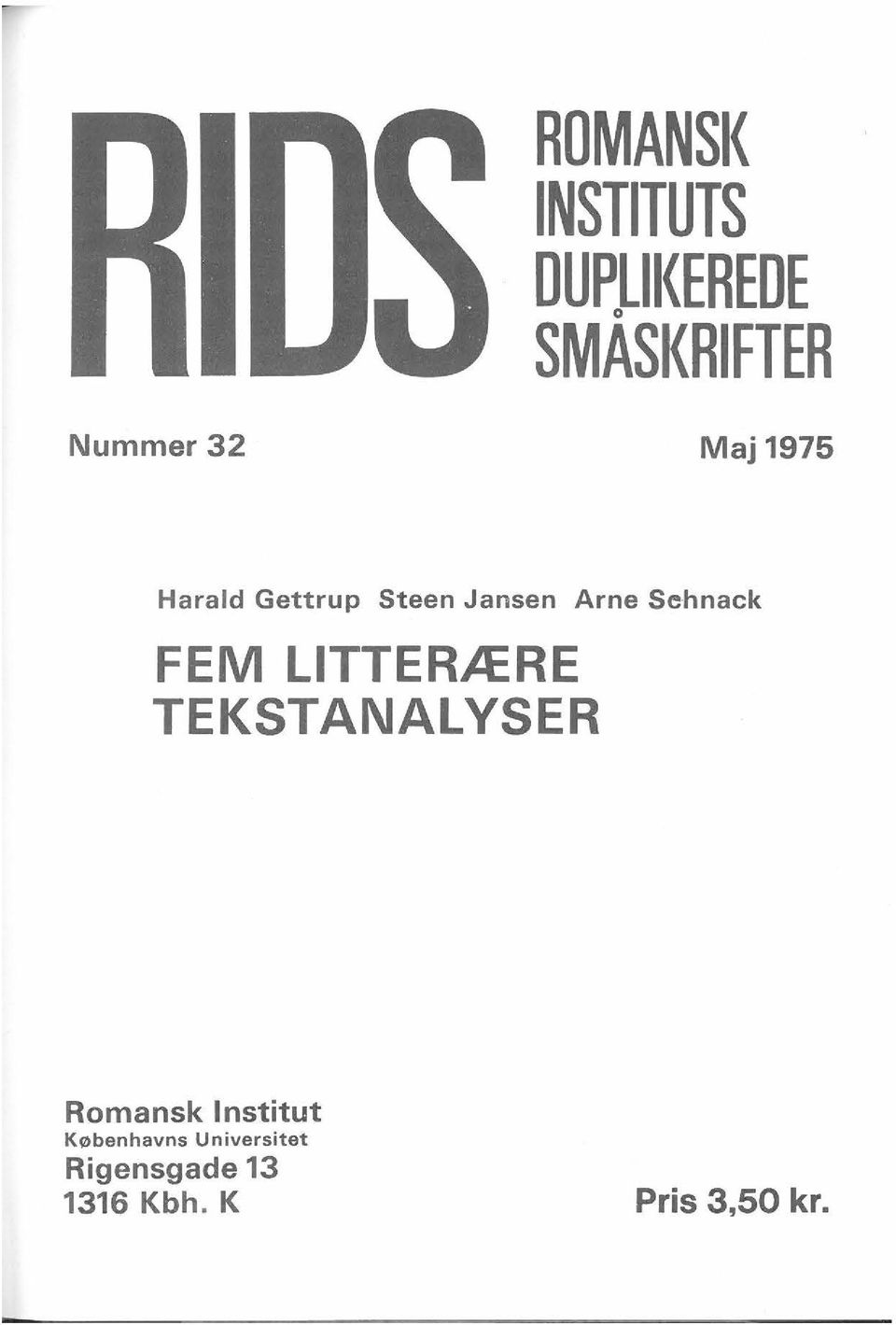 Sehnack FEM LITTERÆRE TEKSTANALYSER Romansk Institut
