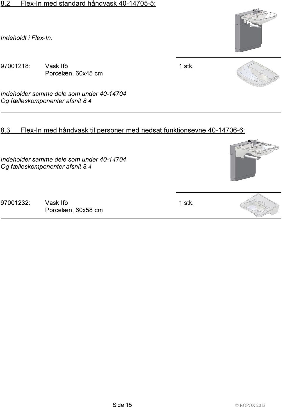 3 Flex-In med håndvask til personer med nedsat funktionsevne 40-14706-6: Indeholder samme dele som