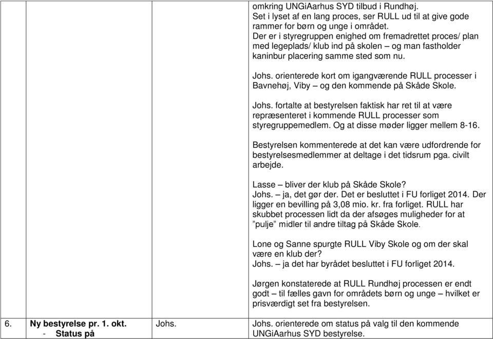 orienterede kort om igangværende RULL processer i Bavnehøj, Viby og den kommende på Skåde Skole.