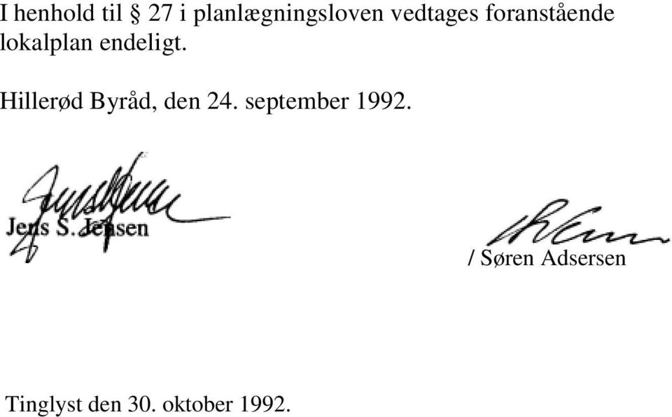 Hillerød Byråd, den 24. september 1992.