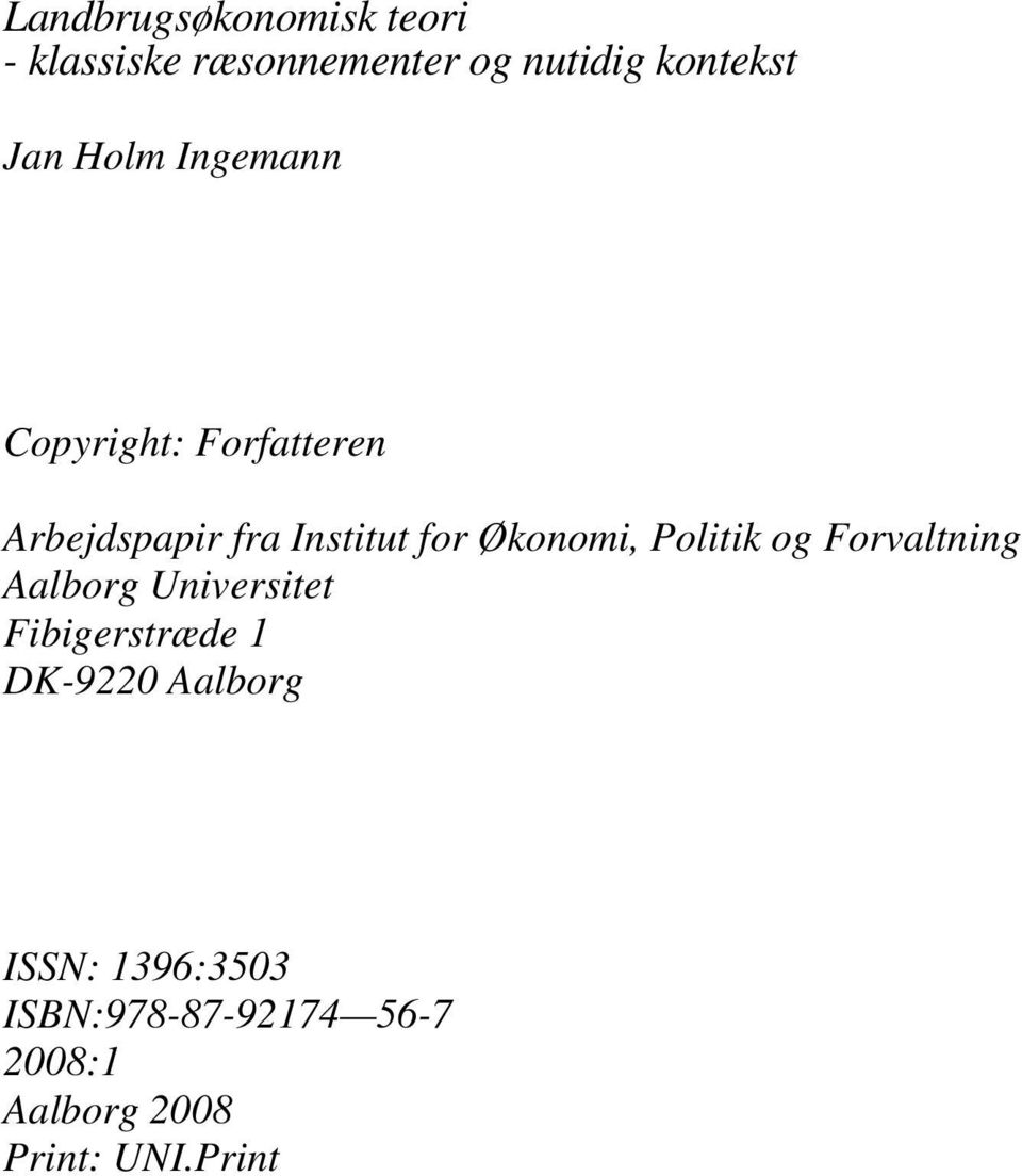 Politik og Forvaltning Aalborg Universitet Fibigerstræde 1 DK-9220 Aalborg