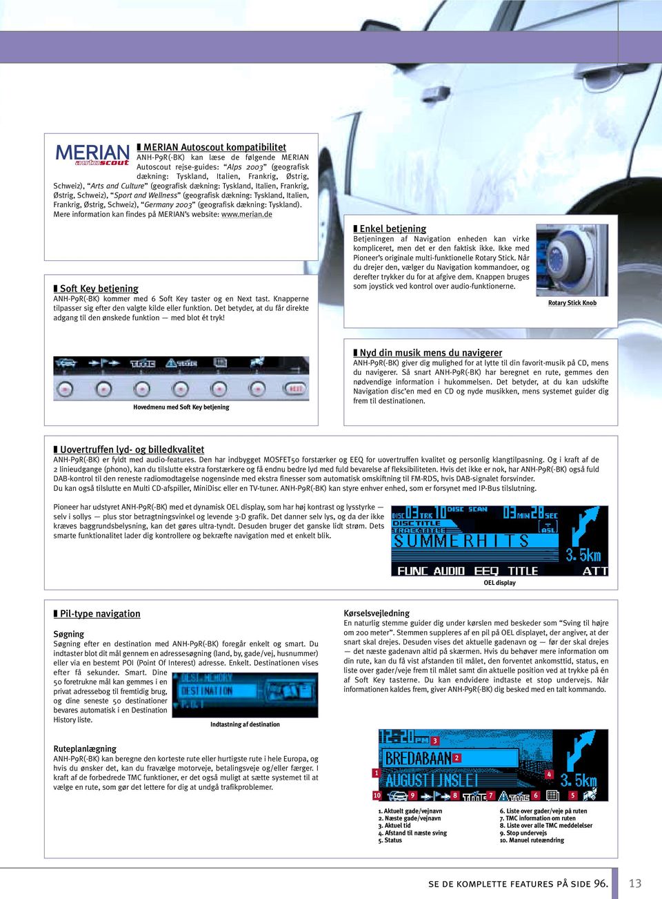 Mere information kan findes på MERIAN s website: www.merian.de Soft Key betjening ANH-P9R(-BK) kommer med 6 Soft Key taster og en Next tast.
