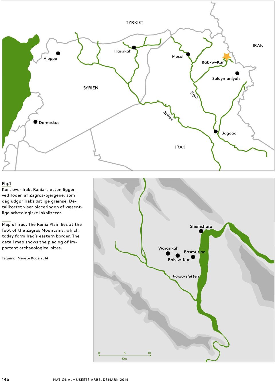 Detailkortet viser placeringen af væsentlige arkæologiske lokaliteter. Map of Iraq.