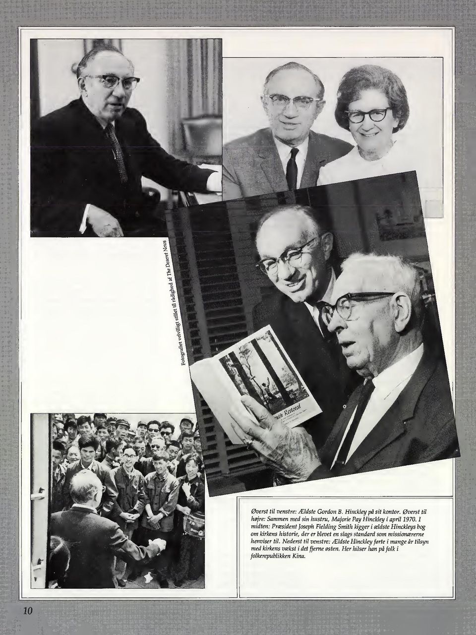 I midten: Præsident Joseph Fielding Smith kigger i ældste Hinckleys bog om kirkens historie, der er blevet en