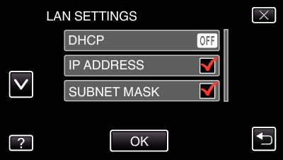 Sådan bruges Wi-Fi Redigering af adgangspunkternes LAN-indstillinger (trådløs LAN router) Skal ændres således, når du ønsker at vælge kameraets IP-adresse. 1 Tryk MENU.