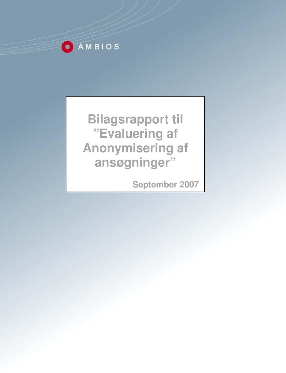 September 2007 Bilagsrapport
