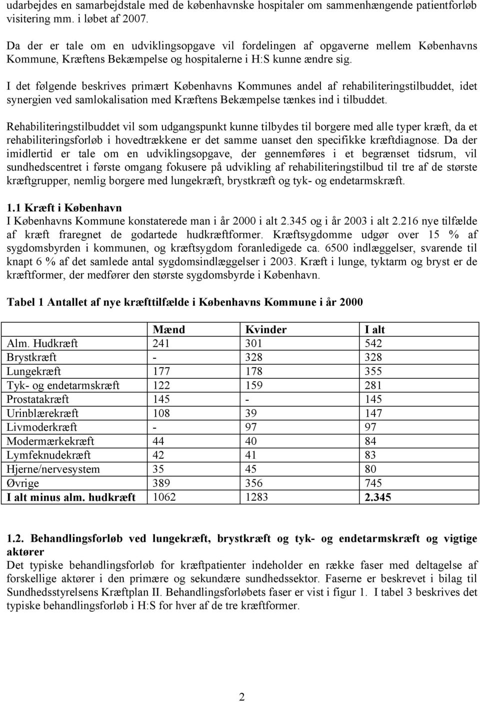 I det følgende beskrives primært Københavns Kommunes andel af rehabiliteringstilbuddet, idet synergien ved samlokalisation med Kræftens Bekæmpelse tænkes ind i tilbuddet.