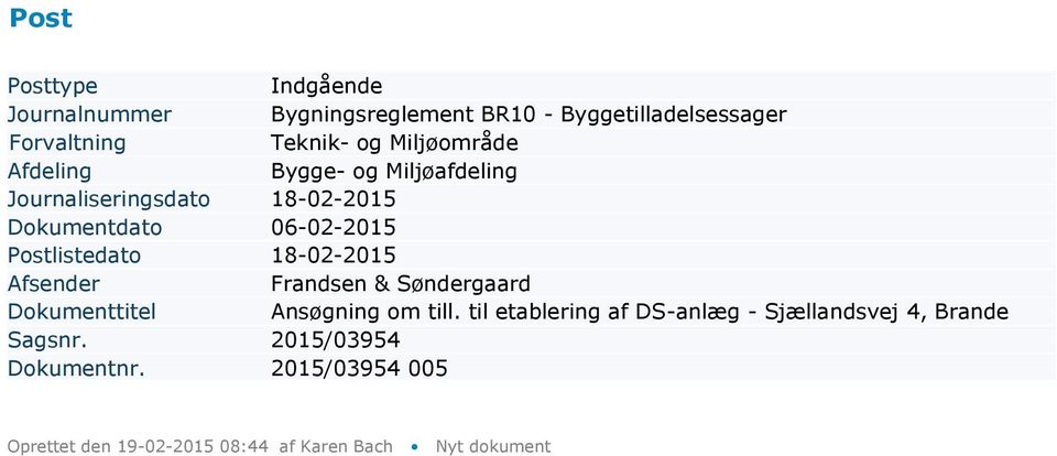 Søndergaard Dokumenttitel Ansøgning om till.