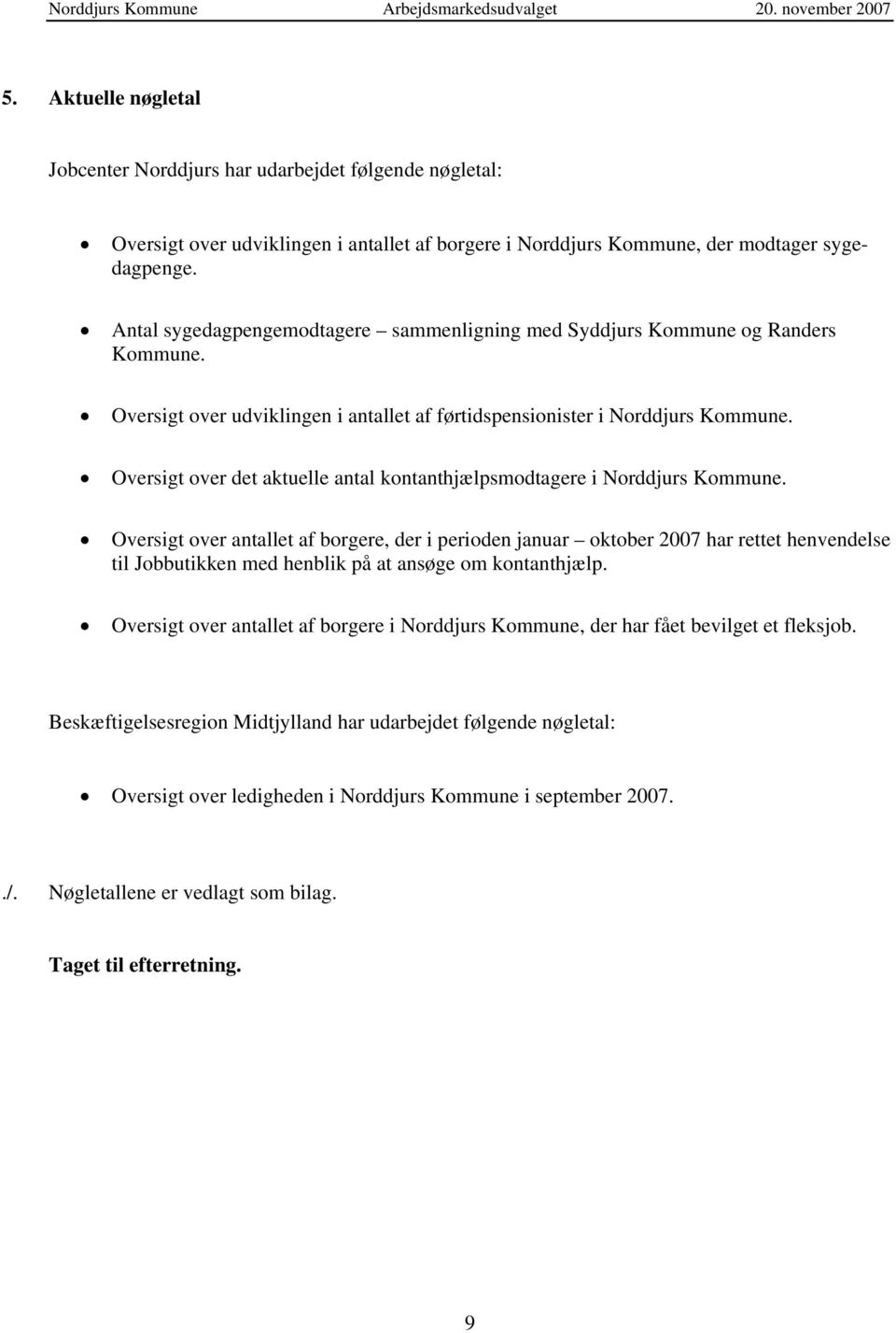 Oversigt over det aktuelle antal kontanthjælpsmodtagere i Norddjurs Kommune.