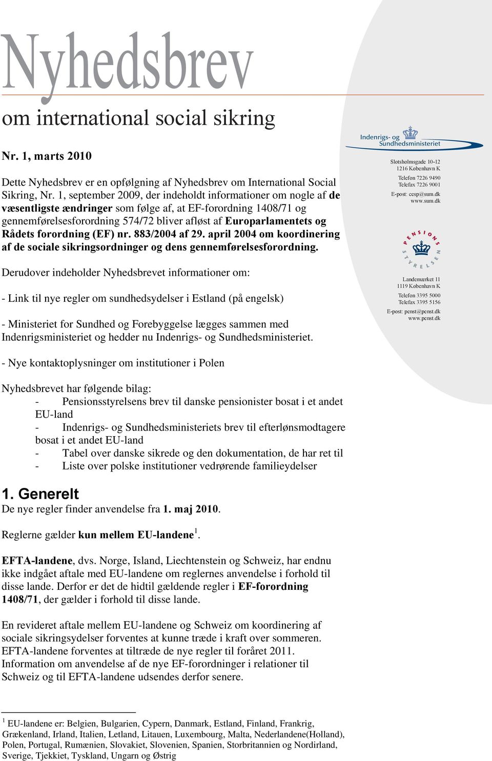 Nyhedsbrev. om international social sikring - PDF Gratis download
