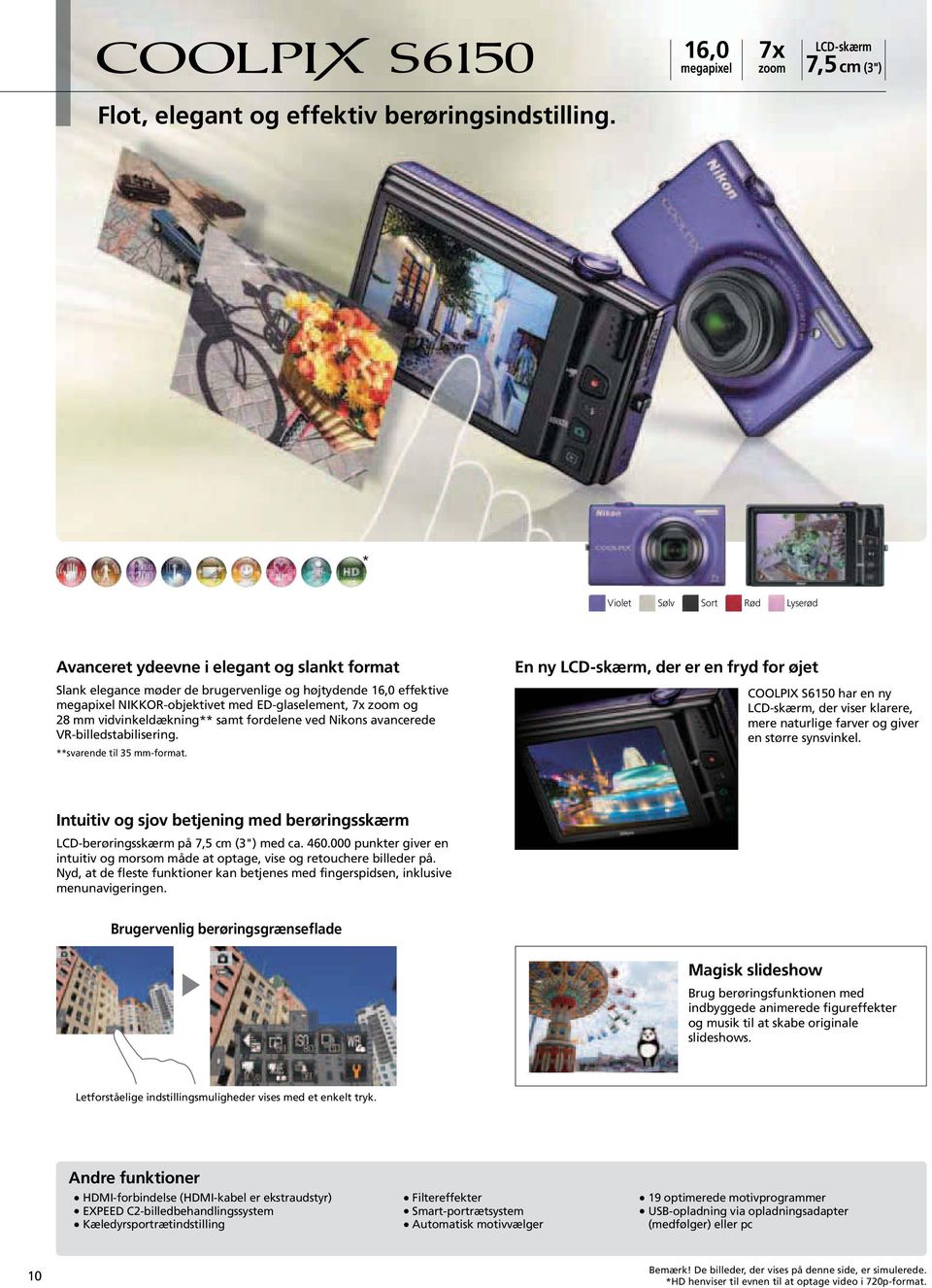 vidvinkeldækning samt fordelene ved Nikons avancerede VR-billedstabilisering. svarende til 35 mm-format.