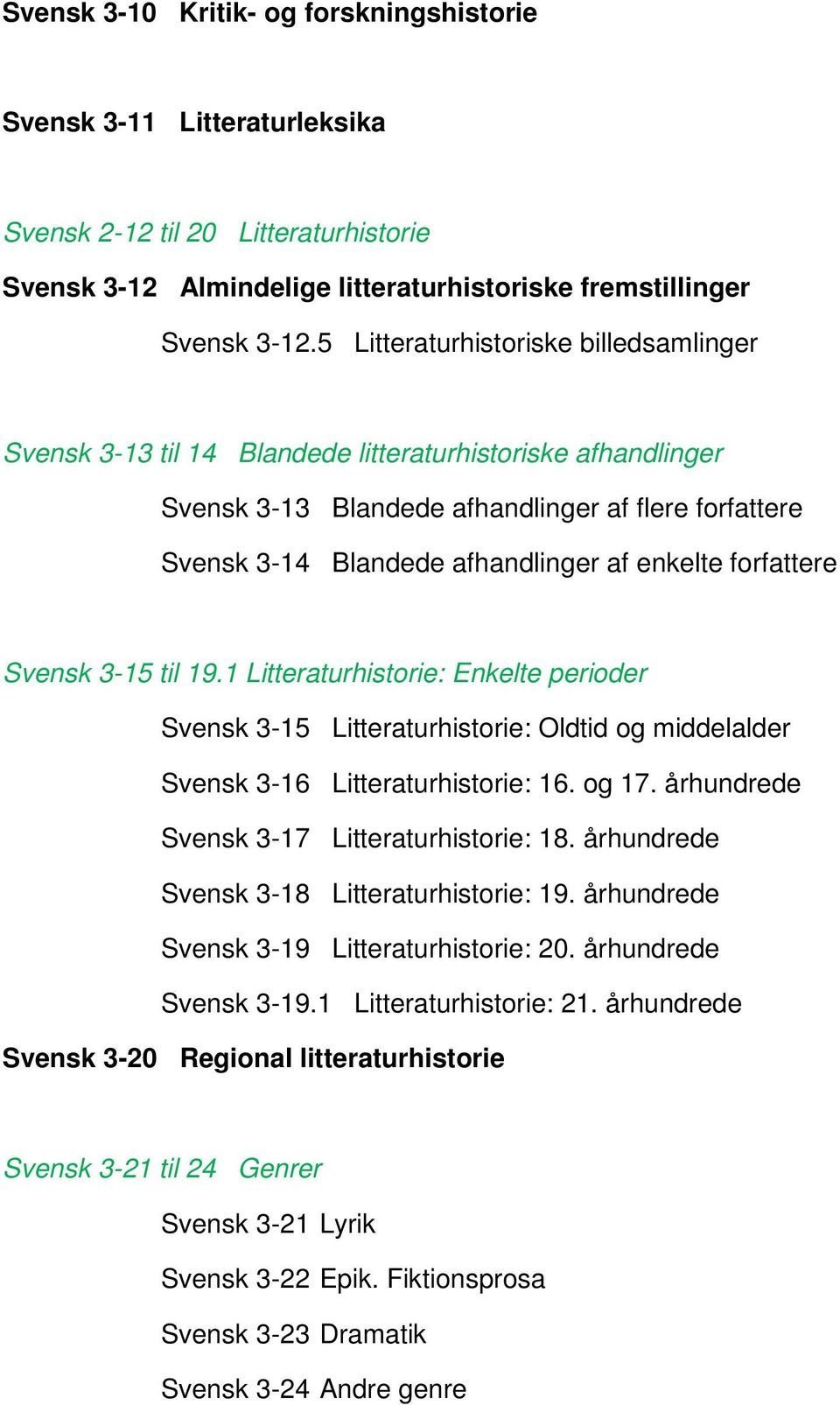 forfattere Svensk 3-15 til 19.1 Litteraturhistorie: Enkelte perioder Svensk 3-15 Litteraturhistorie: Oldtid og middelalder Svensk 3-16 Litteraturhistorie: 16. og 17.