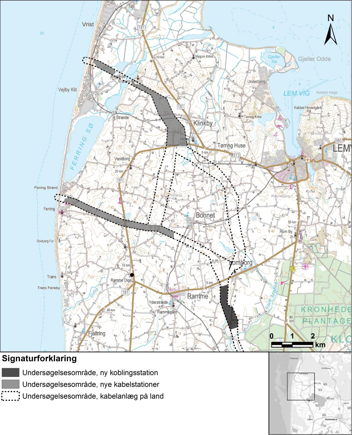 Herudover skal der etabler etableres en ny koblingsstation (knudepunkt) mellem Ramme og Lomborg.