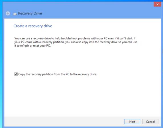 3. Klik på Recovery (gendan) > Create a recovery drive (opret et gendannelsesdrev). 4.