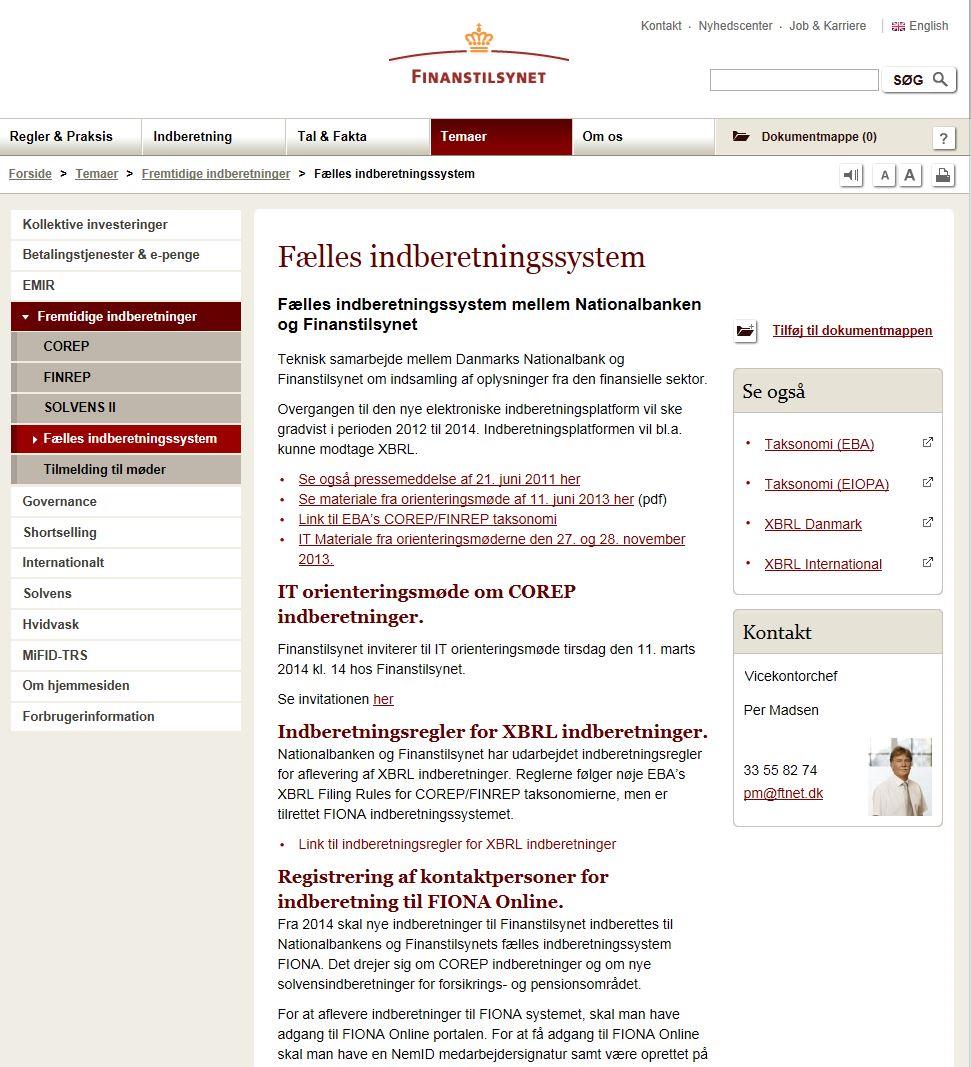 Link til Finanstilsynets hjemmeside teknisk information http://www.