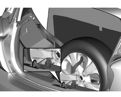 ningen, der er bredere end reservehjulet, kan bundbelægningen lægges oven på hjulet. Nødhjul Ved brug af nødhjulet kan køreegenskaberne ændre sig.