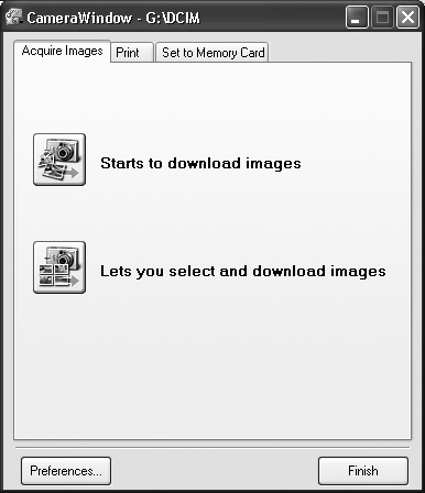 Brug af softwaren på Windows-platformen Grundlæggende procedurer 20 3 Klik på [Starts to download images/start billedoverførsel]. Du kan justere indstillingerne, f.eks.