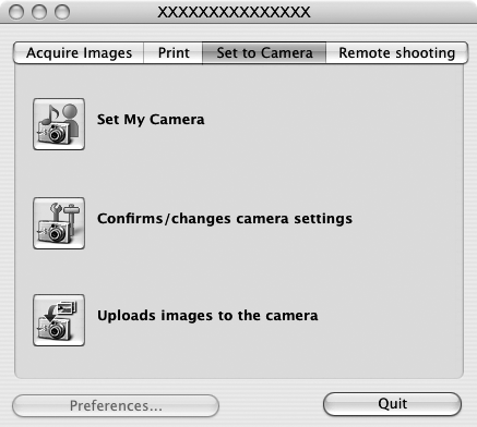 Macintosh Brug af softwaren på Macintosh-platformen Avancerede teknikker 67 Tilpas dit kamera med [My Camera Settings/ Indstillinger for Dette kamera] Denne funktion er muligvis ikke tilgængelig på