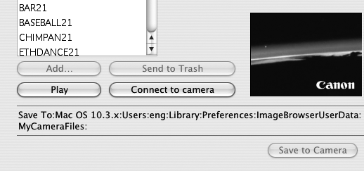 Brug af softwaren på Macintosh-platformen Avancerede teknikker 70 Tilføjelse af nye data i vinduet [My Camera/Dette kamera] Opret et nyt billede eller en ny lydfil, og føj billedet eller filen til