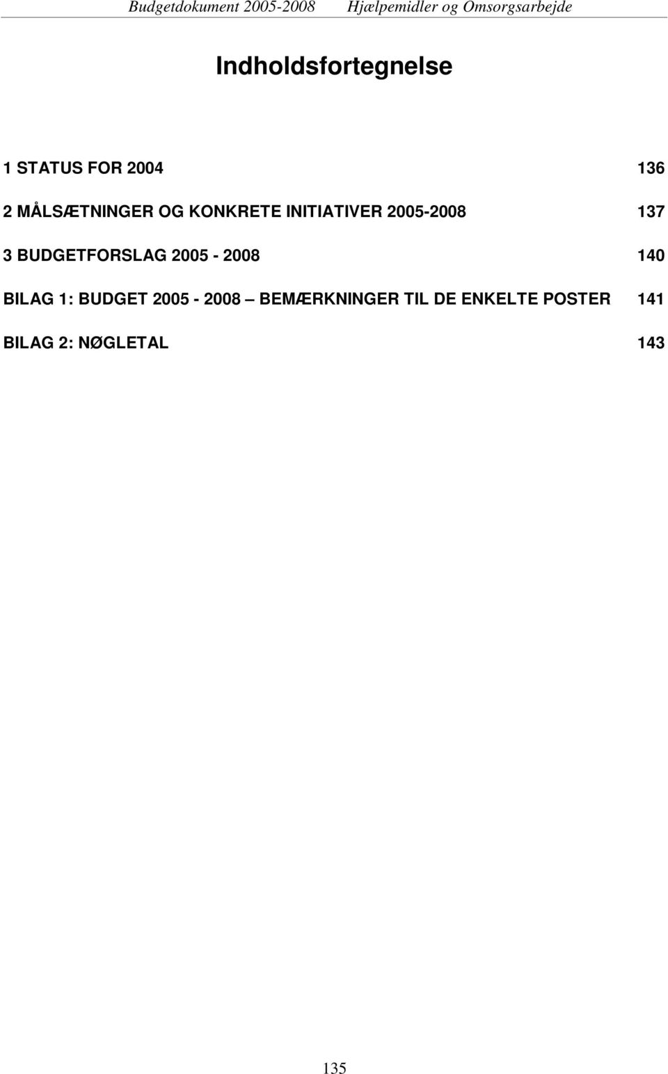 BUDGETFORSLAG 2005-2008 140 BILAG 1: BUDGET 2005-2008