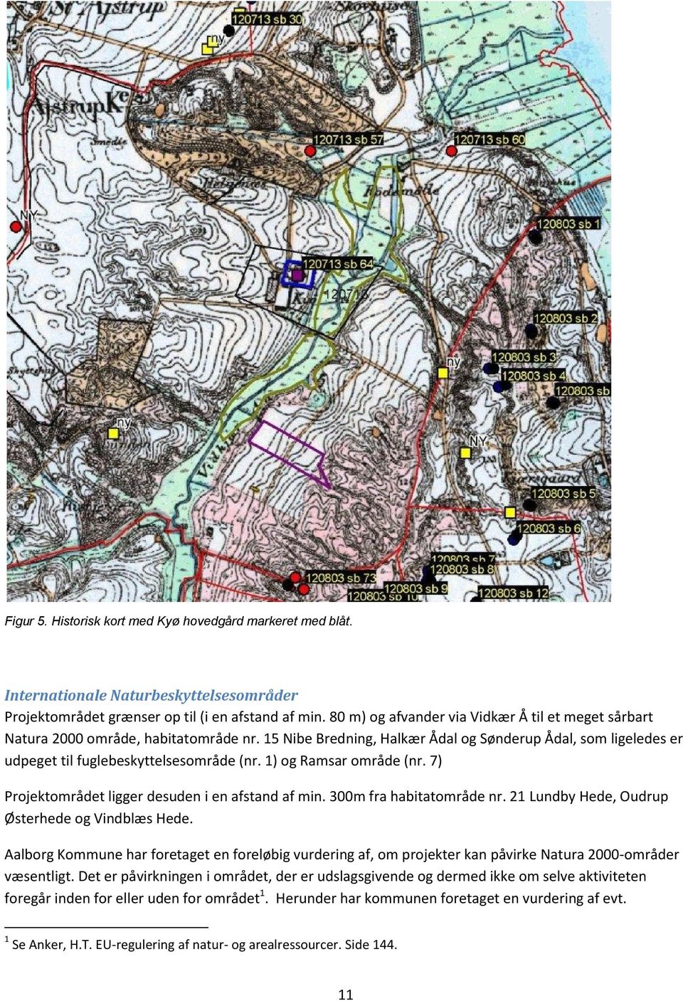 1) og Ramsar område (nr. 7) Projektområdet ligger desuden i en afstand af min. 300m fra habitatområde nr. 21 Lundby Hede, Oudrup Østerhede og Vindblæs Hede.