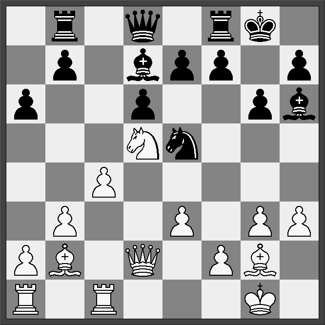 Nyt fra Sønderjysk Skak Nummer 66 Side 10 Carsten Hansen Jan-Hendrik Lorenzen Noter: Svend Erik Kramer 1.d4 f6 2.c4 c5 3. f3 cxd4 4. xd4 g6 5. c3 g7 6.g3 c6 7. g2 0 0 8.0 0 xd4 9. xd4 d6 10.